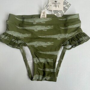 NWT Kate Quinn Alligator Print Ruffle Swim Bottoms 4T Green Kids